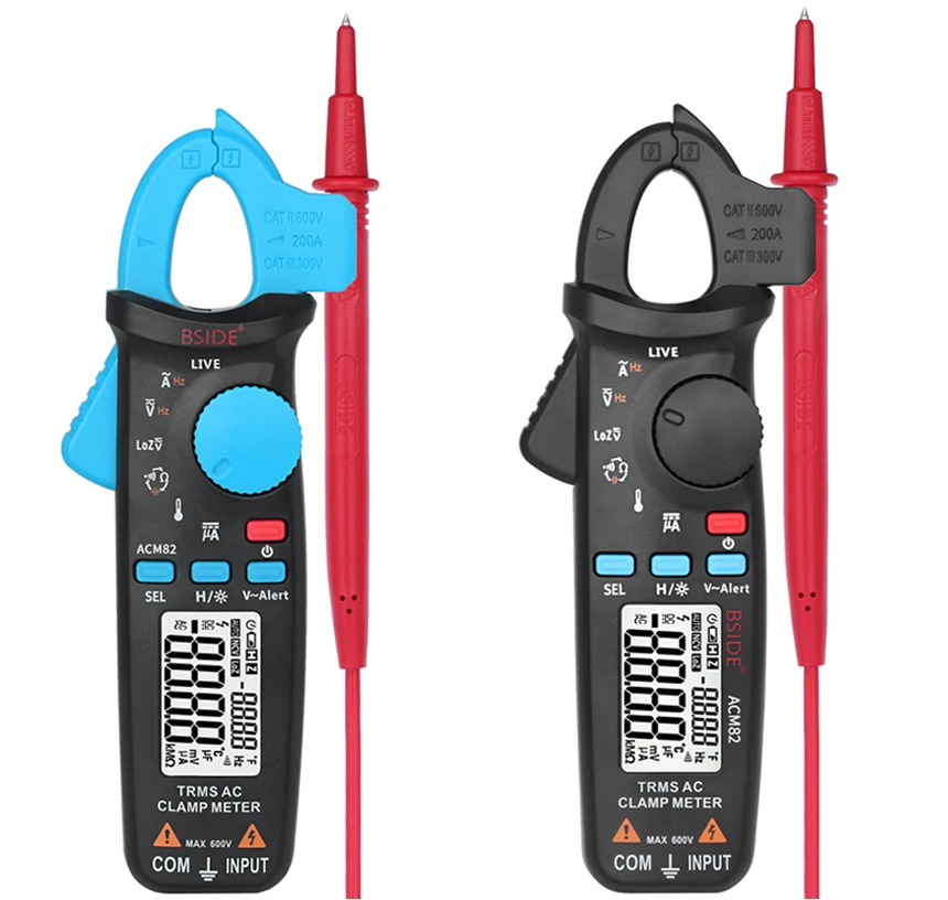 Bside ACM91 Auto Range AC DC uA Ohm Capacitance Temperature V-alert MEAS Digital Clamp Meter with True RMS FCC CE RoHS
