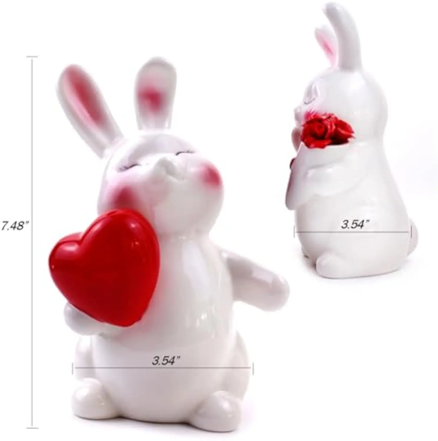 Customizable YOULI ceramic rabbit statue, holding a heart and a rose, factory direct sales