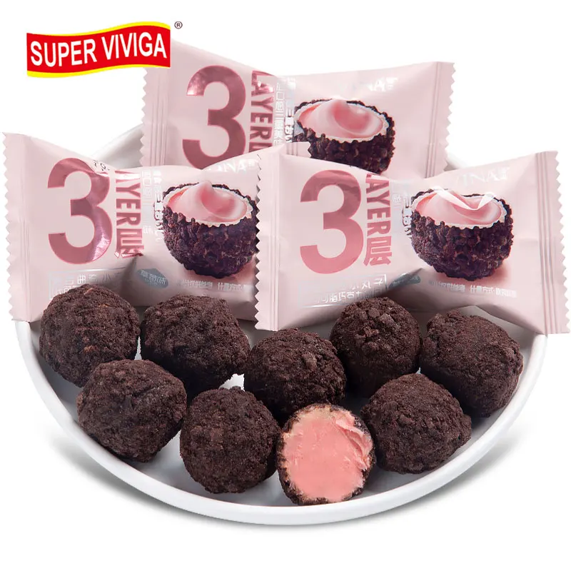 Net Red Campus Chocolate Snacks Small Balls Cherry Blossom Strawberry Flavor Popcorn Cookies