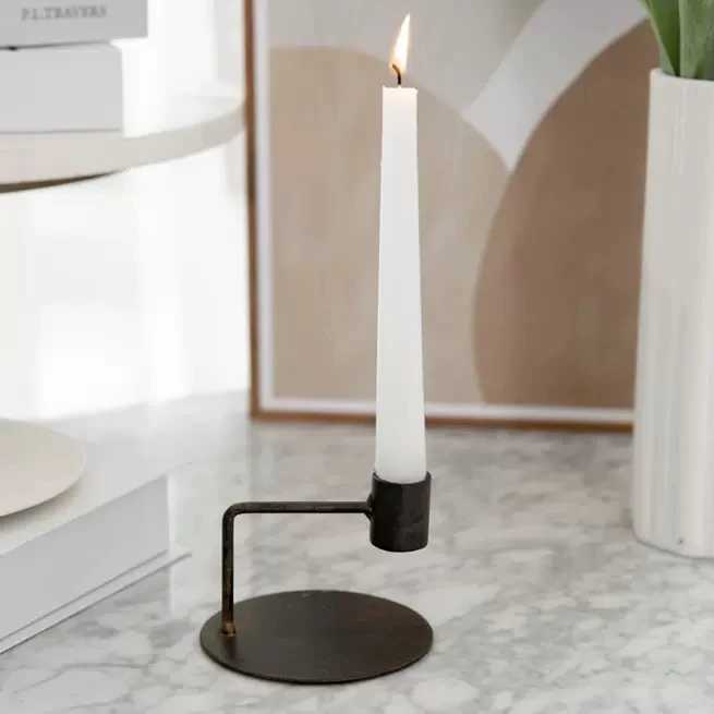 Modern Metal Black Skinny Taper Candlestick Pillar Candle Holders for ...