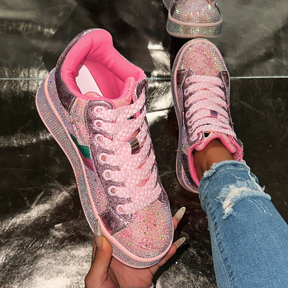 オリバーガル　正規品　Luxury Stacked Shoes Rose Wholesale Casual Shoes Pink Zapatillas De Mujer Para Women's