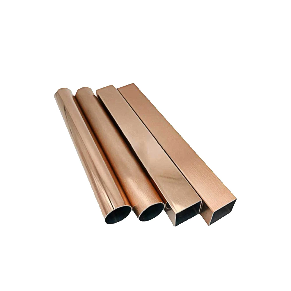 301 3016 304 stainless steel color plated tube rose gold brushed stainless steel color decorative tube