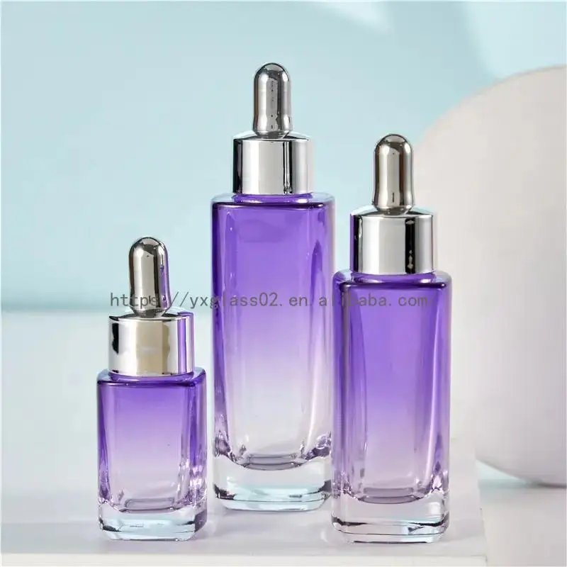 Supplier essential oil Square Serum glass Dropper Bottle skincare cosmetic container for lotion/Toner/skincare15ml30ml50ml factory