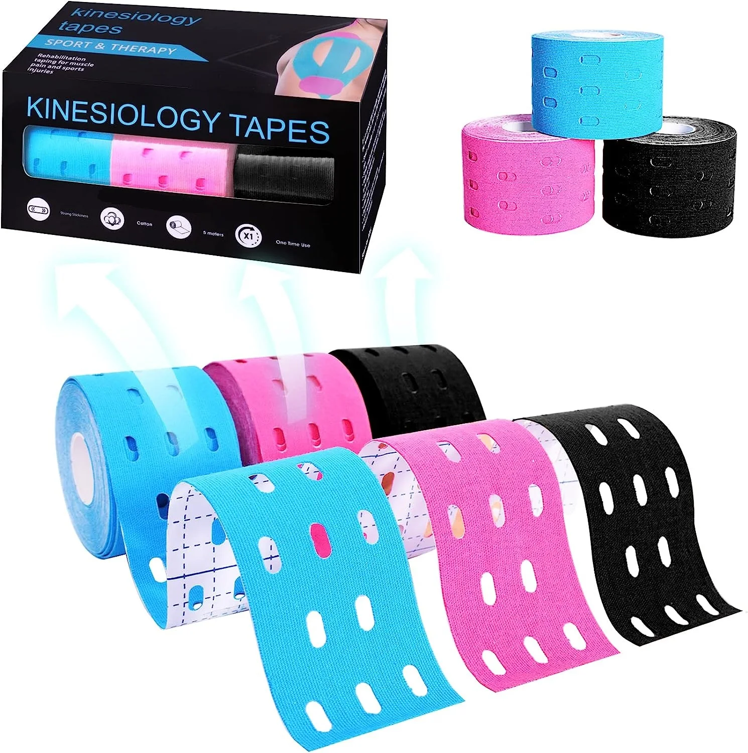 Best Quality Waterproof Breathable Perforated Kinesiology Tape For Sport And Recovery