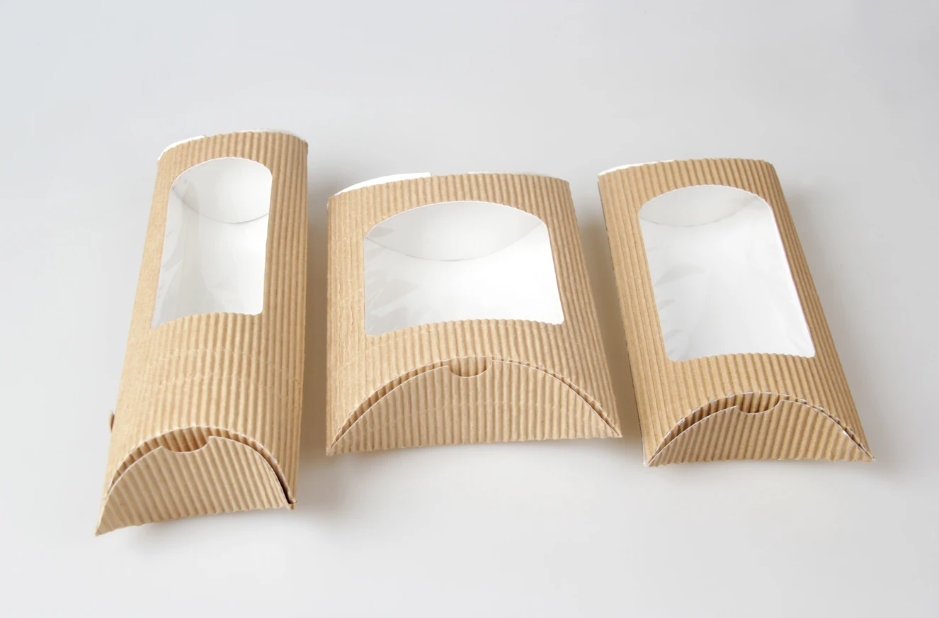 Bulk Wholesale Custom Materials Lightweight Paper Food Container Pillow Box for Fast Food details