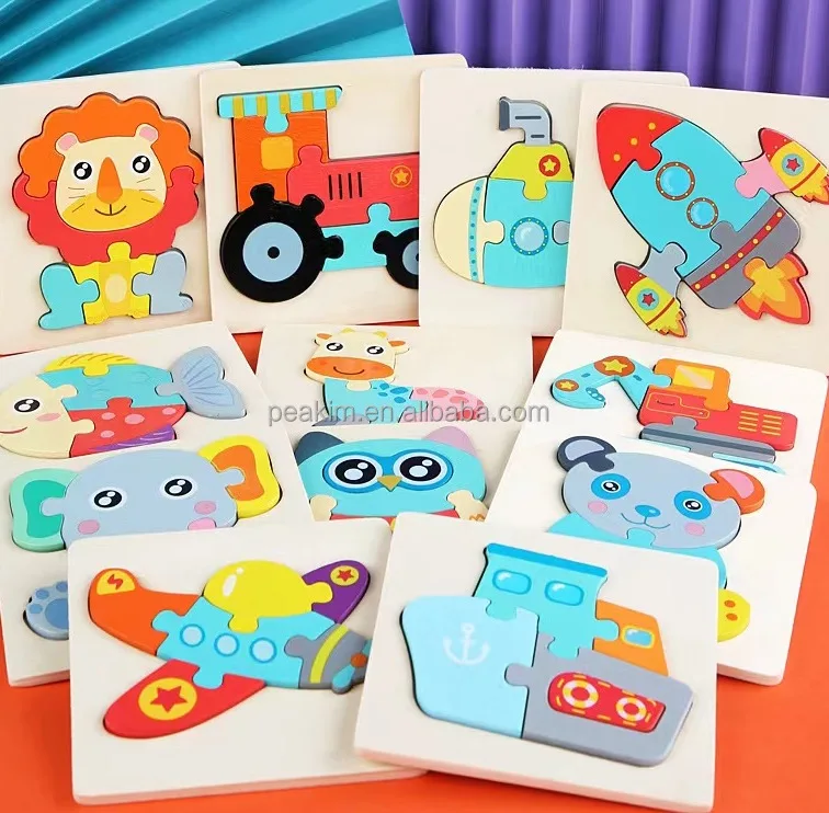 Cheapest Wooden Puzzle Jigsaw Toys With Animal Shape Children Baby Toddles Early Educational