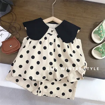 Girls' summer suits 2024 New Western style fashion baby Summer children's doll collar clothes two-piece set thin