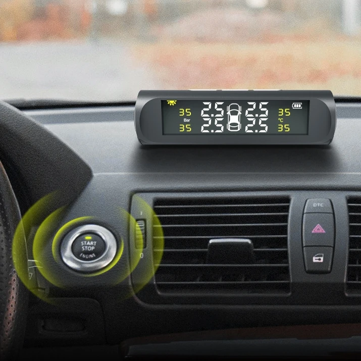 Smart Solar TPMS Car Tire Pressure Alarm Monitor System 4 Wheel External Tyre Sensor Temperature Alert