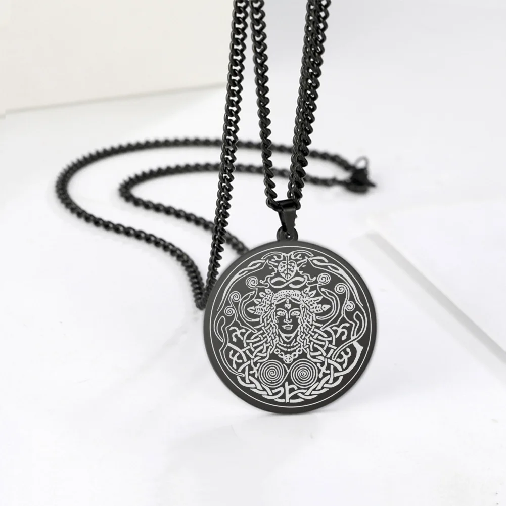 HLSS358 Freya Freyja Necklace Goddess Cats Norse Pagan Viking Amulet Talisman Jewelry Laser Cut Stainless Steel Pendant Necklace