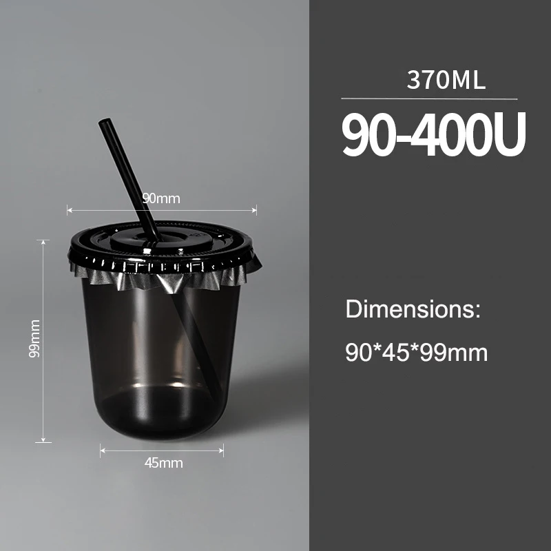 Disposable black coffee cup thickened 90 98 caliber Boba cup wholesale Custom cold drink cup factory