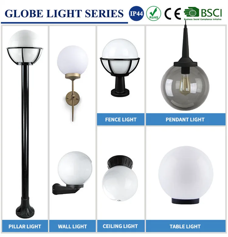 10 Inch 250mm Plastic Sphere Outdoor Garden Round Ball Lamp