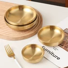 Hot Pot Bbq Restaurant Sauce Gold Double Layer Korean Style Stainless Steel Small Side Dish Bowl