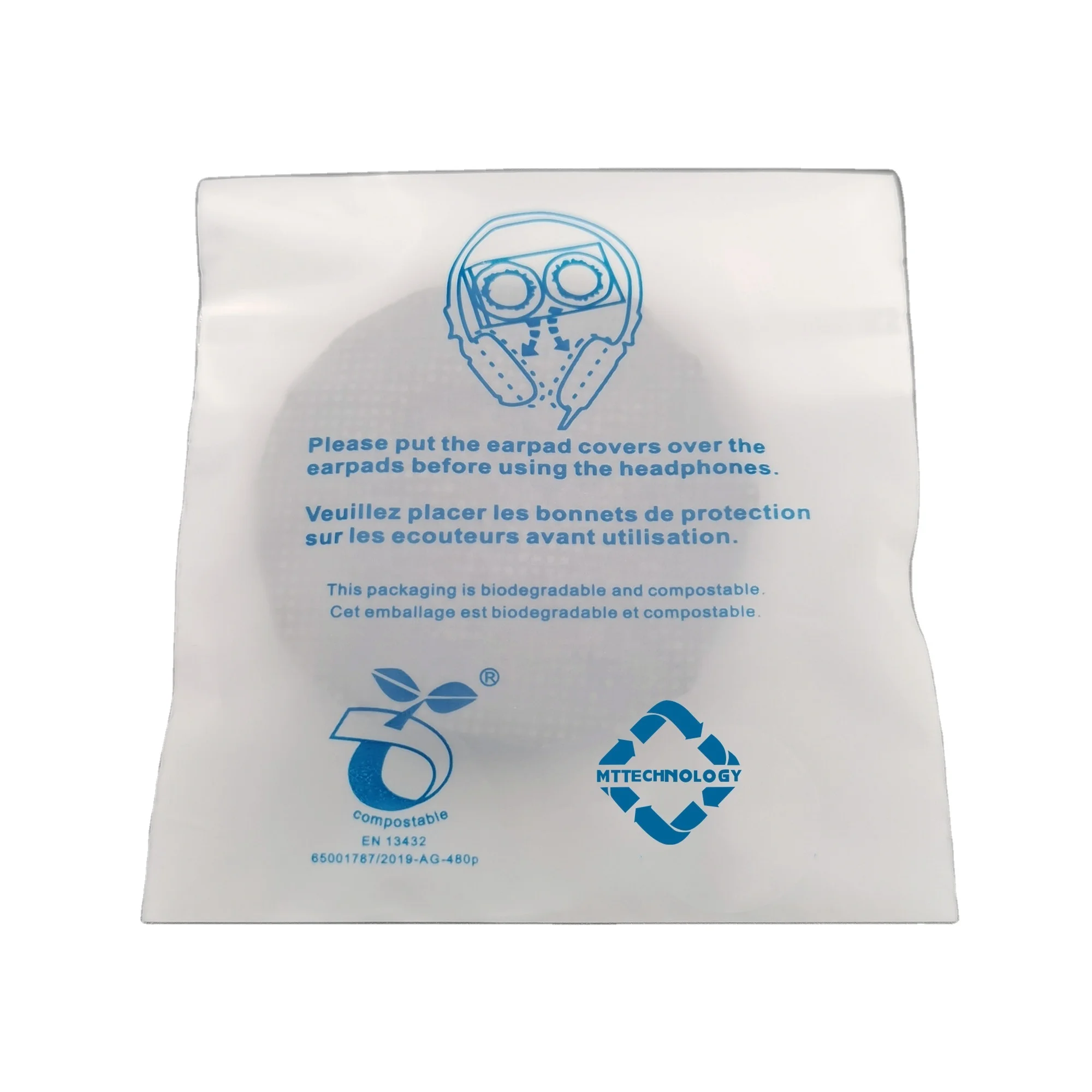 Biodegradable Packing Bag Disposable Cover Headphone Non Woven Airlines Ear Pad Cover