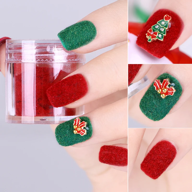 Fuzzy Flocking Colorful Dust for Manicure DIY Nail Art Tips Christmas Decoration Velvet Nail Glitter Powder