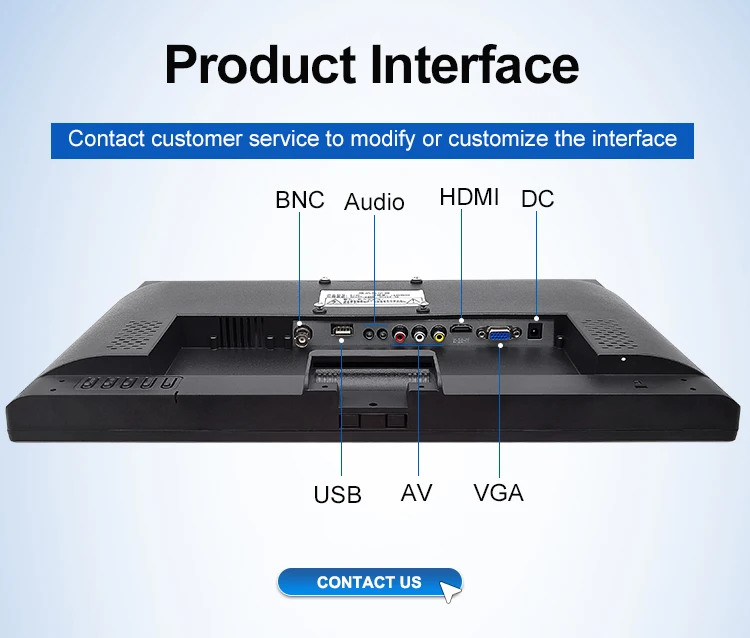 18.5 Inch Industrial Display HD-MI USB Resistive Touch Wide Screen Plastic TFT VESA Wall Mounted Industrial Monitor
