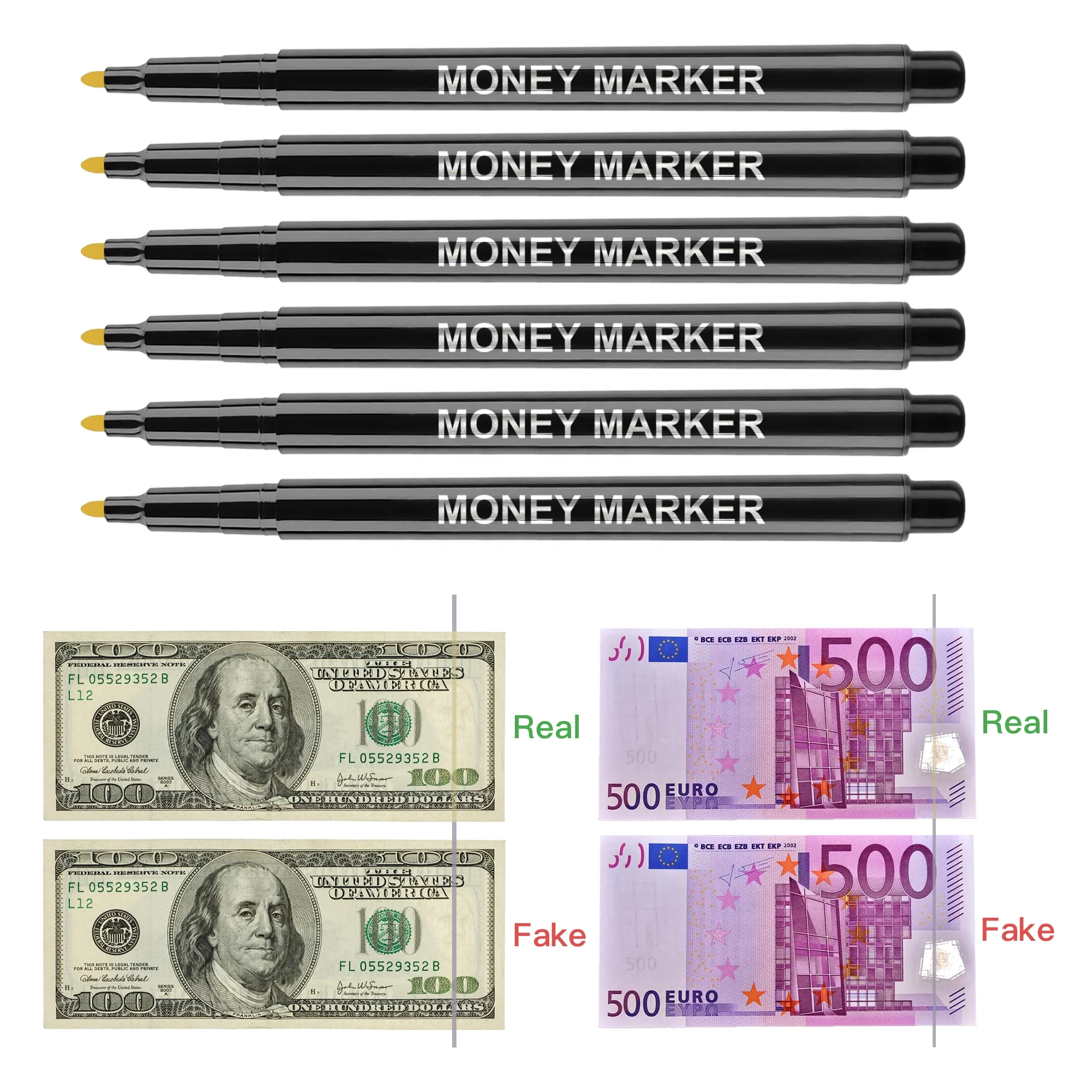 Hot Sale Custom Logo USD Dollar Checker Professional False Test Money Bill  Detector Marker Pen