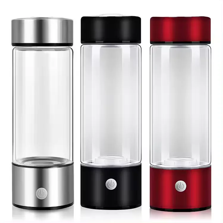 2024 Custom Logo Oem High Quality Gift Black 450Ml Portable Generator Ionizer Hydrogen H2 Rich Water Bottle Cup Filter