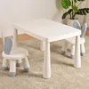 White table, 2 blue rabbit chairs, and free anti-slip pads.