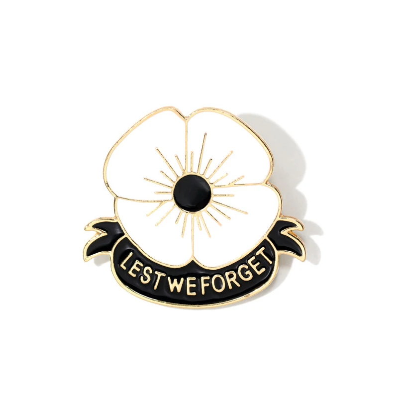 Memorial Day Poppy Brooch - Lest We Forget Enamel Lapel Pin