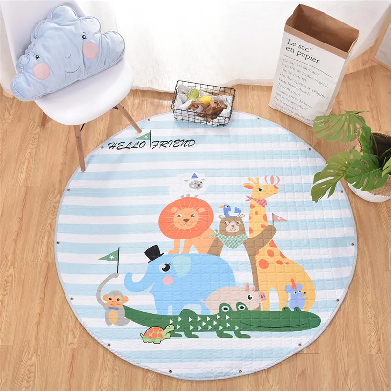 IVY Baby Gym Play Mats Round Floor Soft Cotton Portable Kids Toy Cartoon Storage Bag And Play Mat Toys supplier