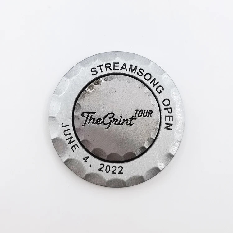 Wholesale Custom Metal Magnetic Golf Club Poker Chips Ball Markers Hammered Edge Ball Marker Customized supplier