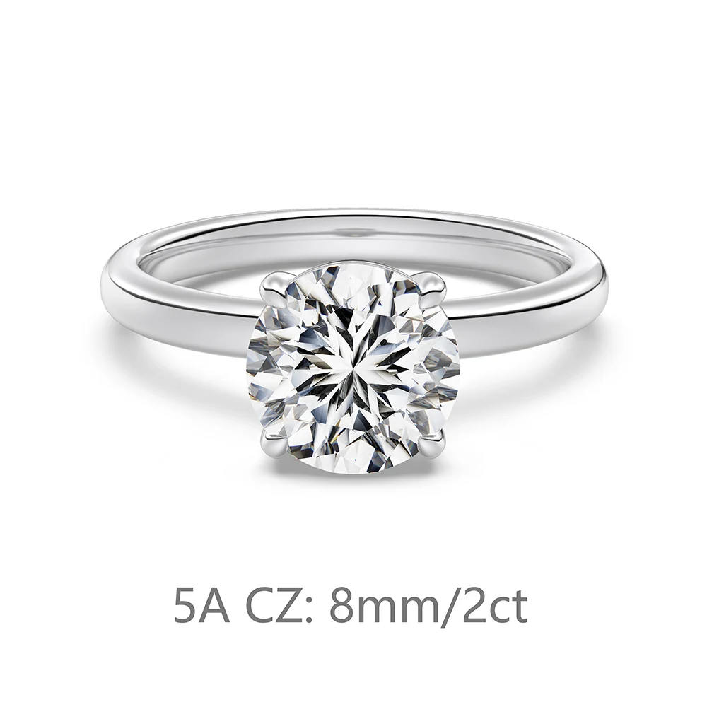 KAKODIY Pearlescent Cubic Zirconia 14K Gold Plated 925 Sterling Silver Round Fine Jewelry for Women Ring Cubic Zirconia Wedding Ring detail 4