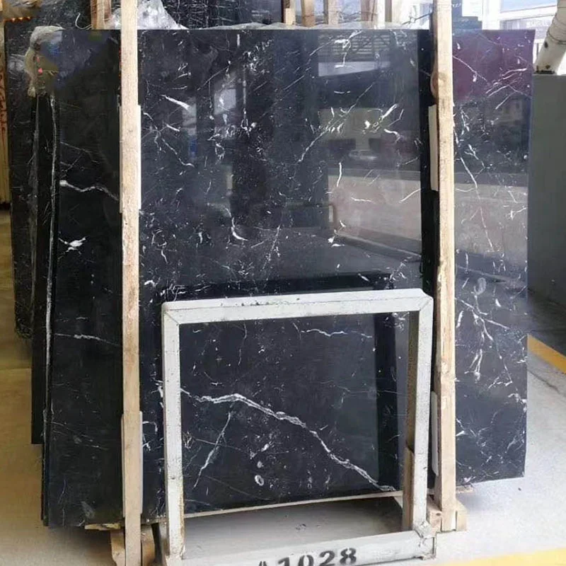 product italian black marble with white vein slab tile for floor and staris dark grey marble tile-1