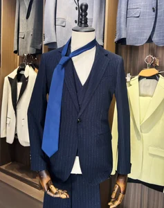 Luxury Mens Plus Size Breathable Slim Tailored Fit Wedding Suits Tuxedo Jacket Vest Pants Groom Formal Attire for Ceremony