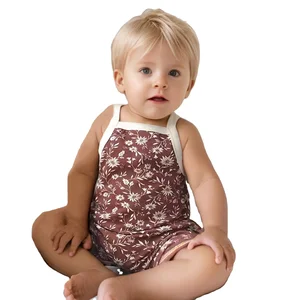 New Born Girls Organic Bamboo Baby Clothes Sleeveless Floral Outer Bodysuit Jumpsuit Baby Rompers