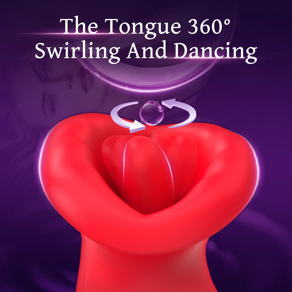 Netphi 10-Speed USB Rose Vibrator with 10 Vibration & French Kissing Modes for Women's Clitoral Tongue Pleasure Adult Sex Toy
