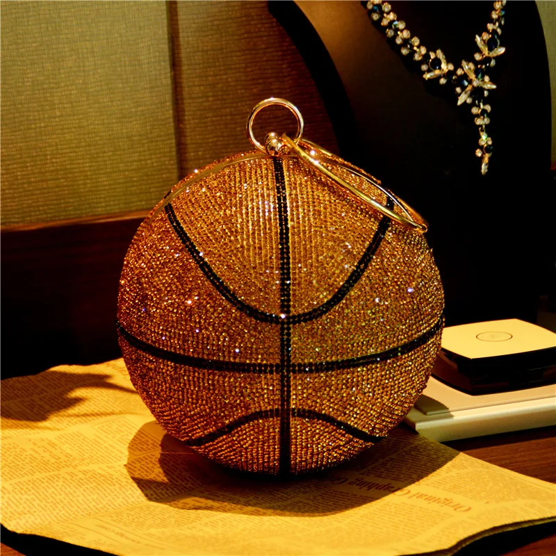 Bedazzled Crystal Basketball Handbag Purse 