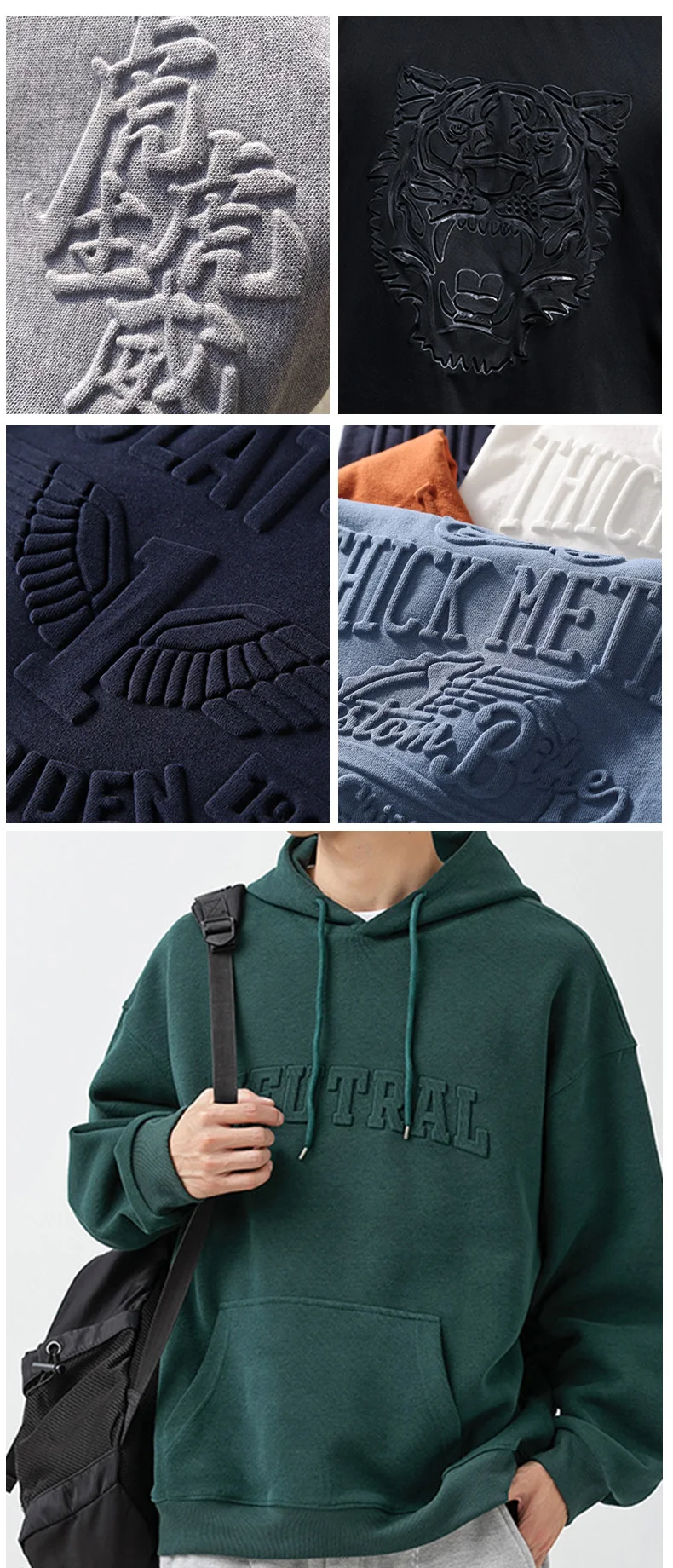 Streetwear 100 Cotton Fleece Heavyweight Unisex Pullover Blank Hoodie Custom 3d Embossed Logo