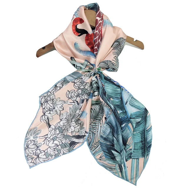 90x90 new fashion  no moq custom design digital printing 100% satin silk scarf