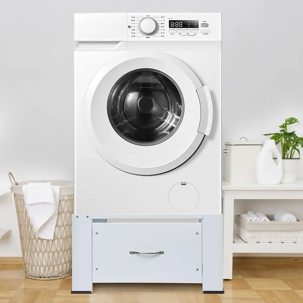 Washing Machine Base with Integrated Drawer Adjustable Pedestal for Tumble Dryer Fits Under Any Washing Machine