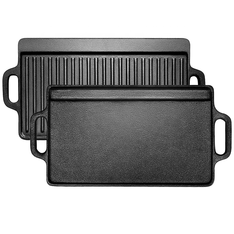 Hot Sale Non Stick Vegetable Oil Double Side Reversible Cast Iron Bbq