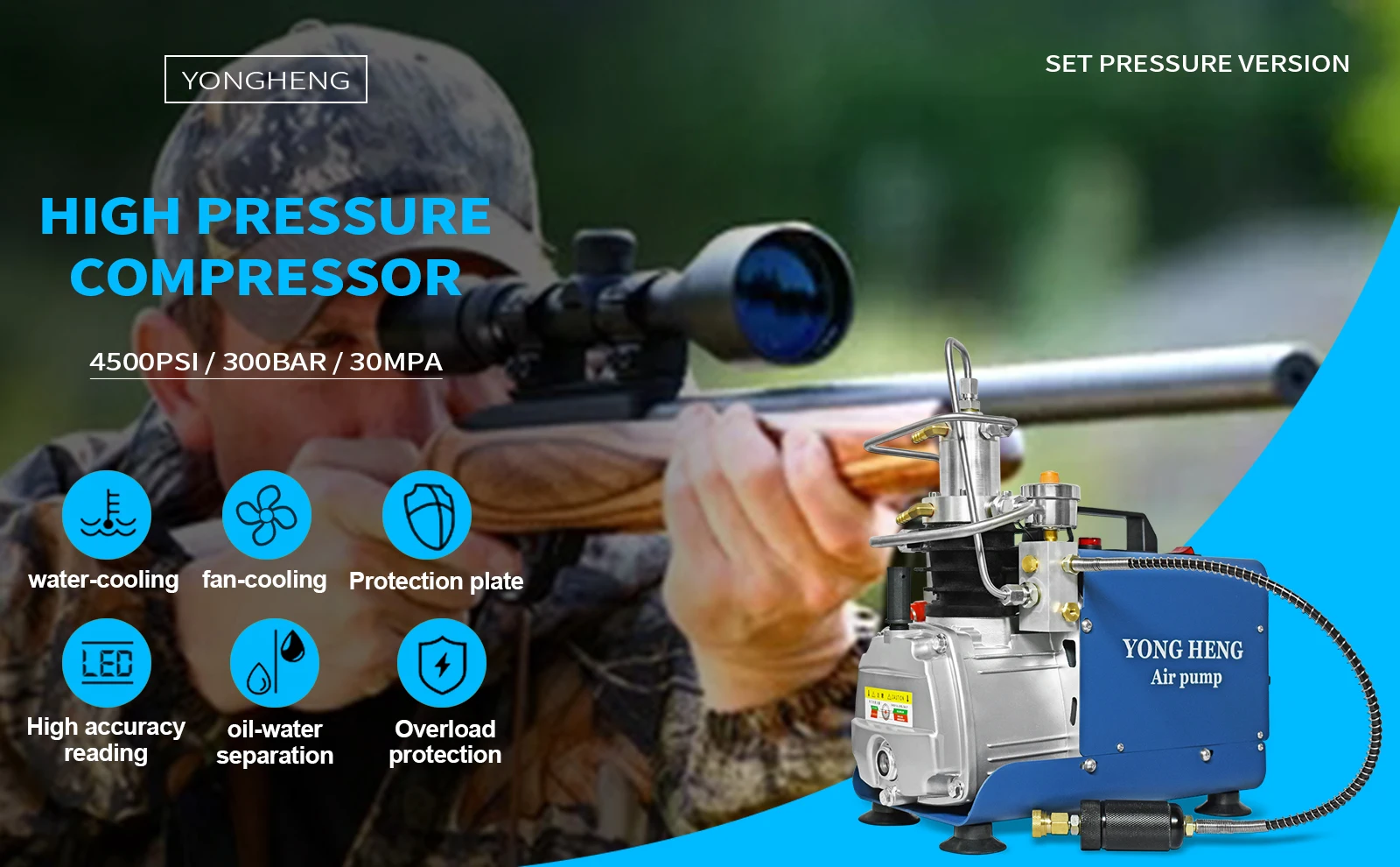 Yongheng Oem Odm Wholesale 110v/220v 4500psi High Pressure 300bar 30mpa Scuba Diving Snorkeling