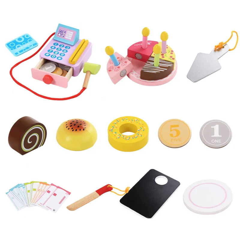 Пазл для раннего образования детей семейный деревянный хлебобулочный магазин и кассовый аппарат комбинированная кухня игрушечный