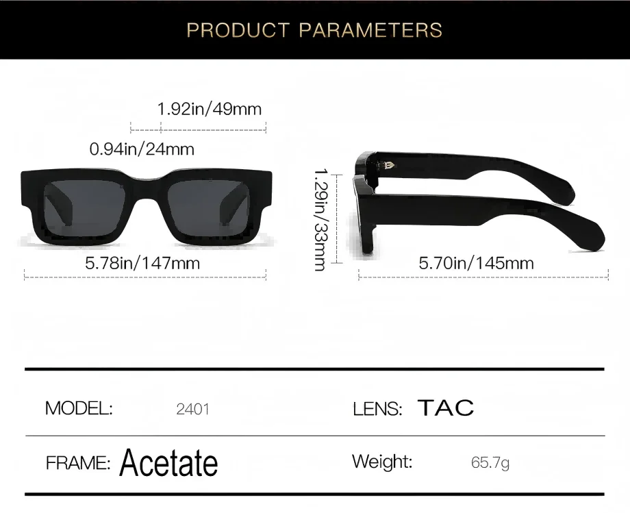 Hochwertige polarisierte Acetat-Sonnenbrille für Damen und Herren, individuelles Logo, dicker quadratischer Rahmen, rechteckige TAC-Gläser_voghion.com