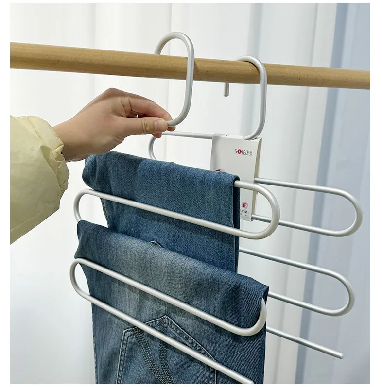 SOLELY Factory's Hot Sale Multi-layer Aluminum Alloy Trouser Hanger Wardrobe Balcony Bathroom Living room