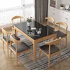 [Color de madera natural] Mesa de comedor de mármol de 1,2 M