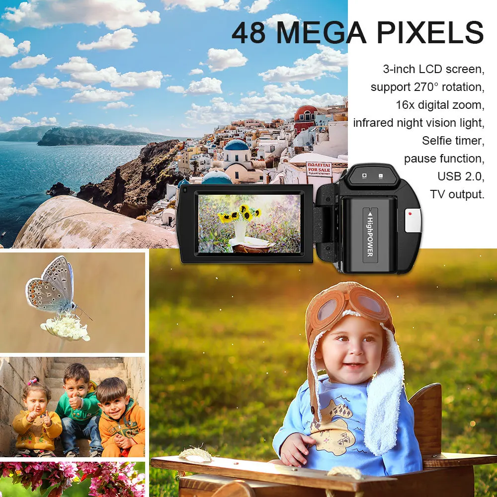 Two Way Audio and Video Camera Ordro 4K Camcorder 60Fps Vlog Camera 16K Dslr Camcorder Cinema Camera With Portable Case