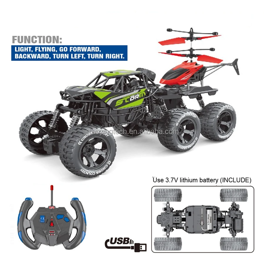 2in1 4-Channel RC Truck 6-Wheel Drift Car Indoor-Outdoor Ready-to-Go 15m Remote Control Off-Road Climbing Sensing Control