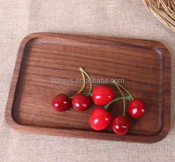 Japanese style black walnut small fresh wooden tray dessert cake solid wood tray