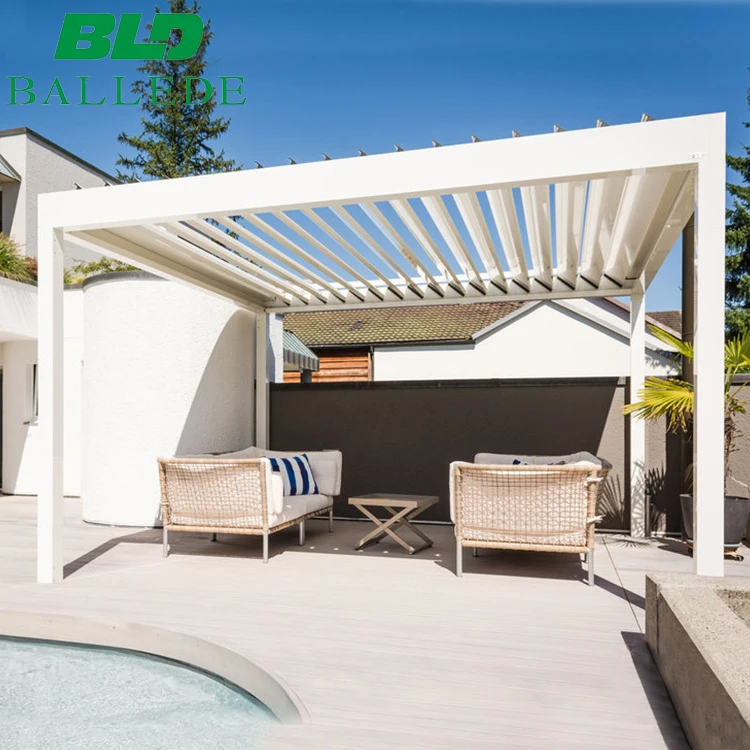 4x3 Terrace roof rainproof backyard sun louver automatic slat aluminum outdoor pergola awning