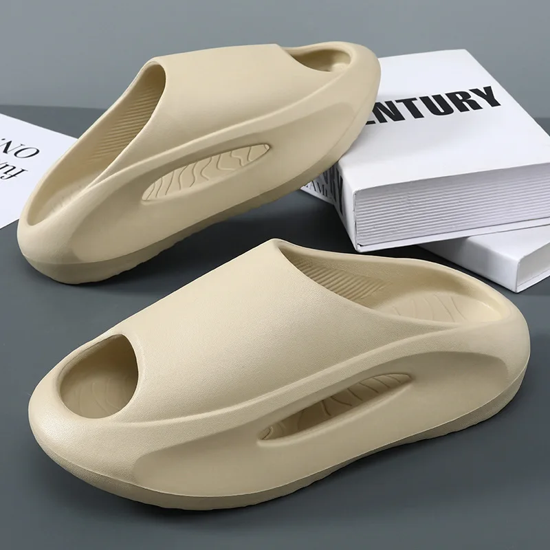 Slippers feel like stepping on feces, beach slippers, couples, casual outerwear, thick soles, trendy men's sandals