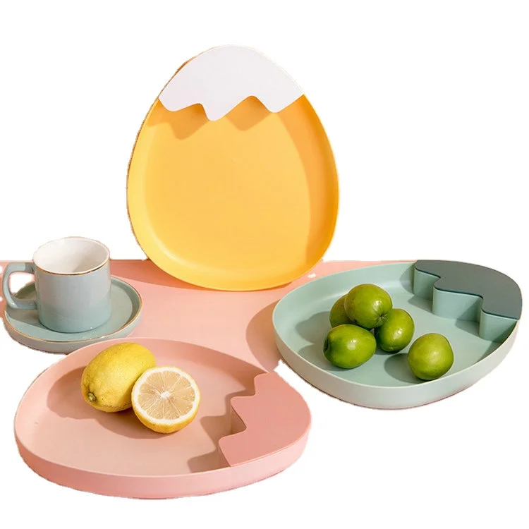 Moden Style Fruit Salad Plate Dish Bowl Tray Colorful Egg Shape Dinnerware for Restaurant Quantity Customized Dining room