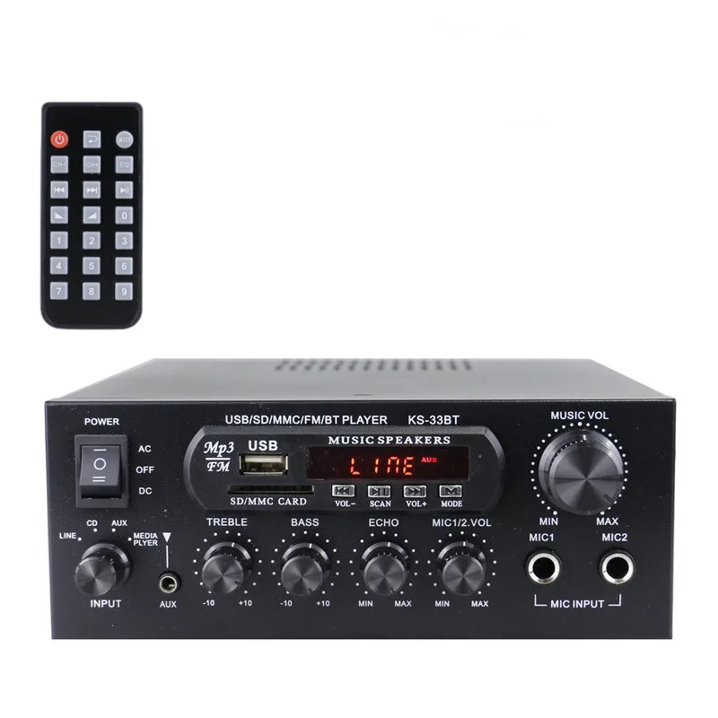 KS-33BT HiFi Digital Amplifier - BT Stereo Amp with USB, AUX, FM