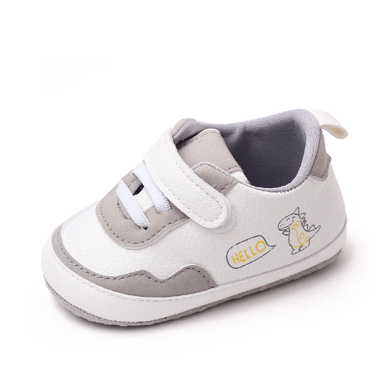 Leather Matching Color Cartoon Dinosaur Baby Soft Sole Fashion Casual Toddler Shoes factory