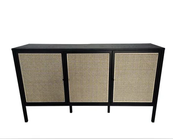 ODM OEM Factory Wooden Sideboard Cupboards Modern Storage Buffet Rattan TV Kitchen Cabinet