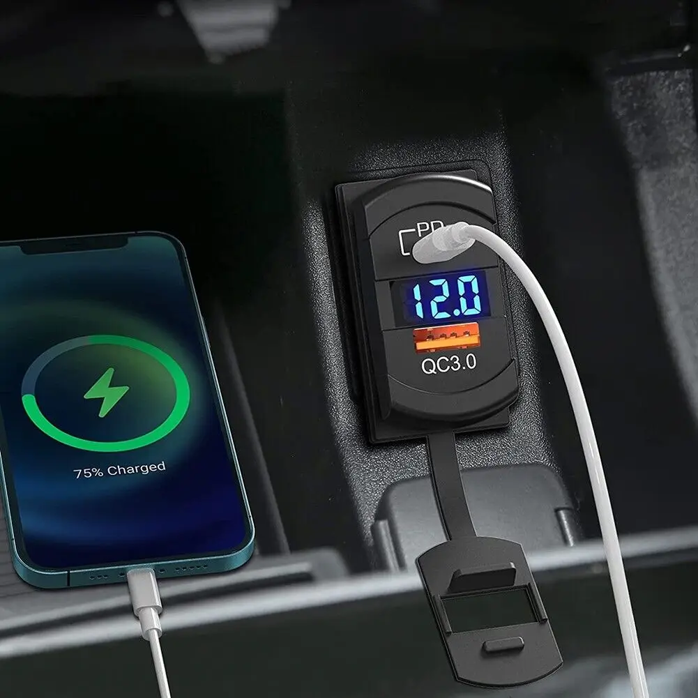 12V USBコンセント マリンカーチャージャーソケットパネル 防水ボート 携帯電話 ロッカースイッチパネル 12ボルト デュアルUSB電源コンセント シガレットライ : 12V USBコンセントパネル:2022年最新 12ボルト USB